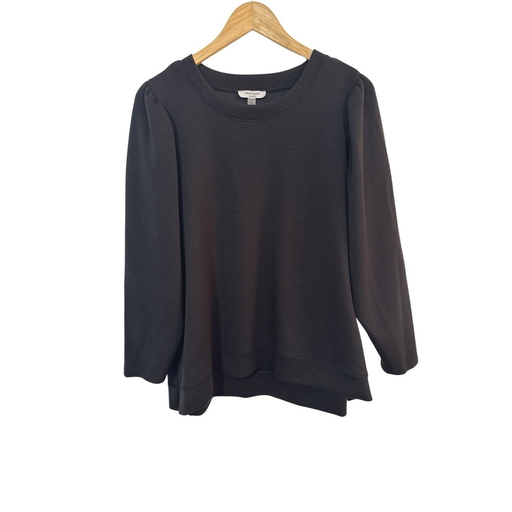 Cable & Gauge Lightweight Sweatshirt Womens 1X Black Modal Soft Crew Pullover